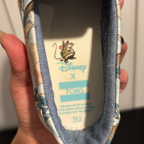 TOMS X Disney Classic Blue Cinderella Printed Canvas Shoes - Picture 3 of 6